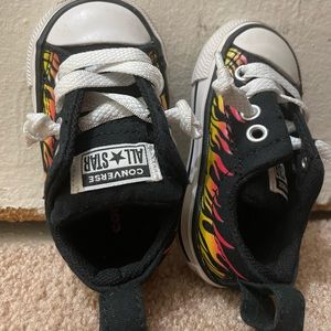 Infant size 3 converse, flame print